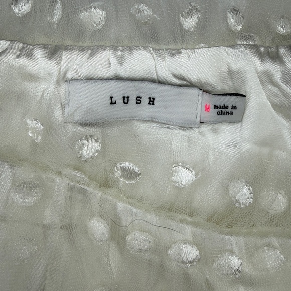 Lush Ivory Polka-Dot Sheer Sleeve Crop Top - Picture 4 of 4